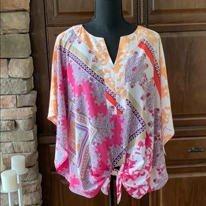 Colorful Chico’s Lightweight Blouse with Tie Front